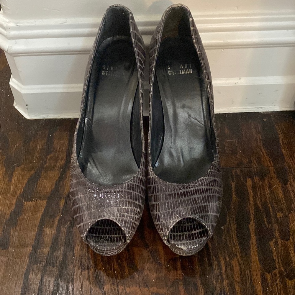 Stuart Weitzman Grey snake heels